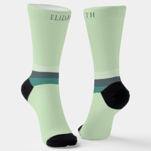 Custom Light Soft Teal Green Colour Block Socks