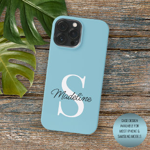 Custom Light Teal Seafoam Ocean Blue Coloured iPhone 15 Pro Max Case