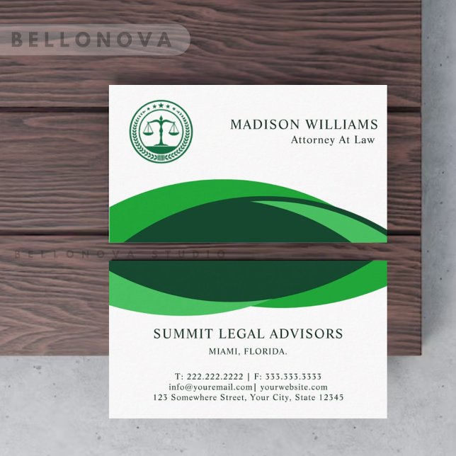 Custom Light White Dark Green Legal Office Business Card (Custom Light White Dark Green Legal Office Business Card)