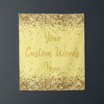 Custom Light Yellow Gold Birthday Party Photobooth Tapestry<br><div class="desc">personalised backdrop sign for her,  girly glam glitter welcome signage,  Customised Fall Autumn Baby shower,  spring summer winter decoration prop,  bridal bachelorette night 40th 50th,  personalised sweet 16 photobooth decor,  1st First quinceanera mis quince,  hen do weekend trip bach,  15th 16th 20th 30th 60th,  70th 80th daughter wife bride</div>