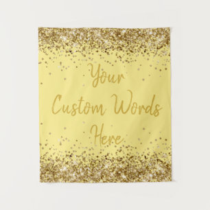 Custom Light Yellow Gold Birthday Party Photobooth Tapestry