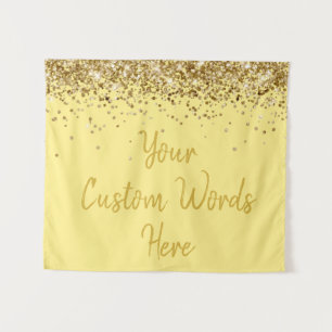 Custom Light Yellow Gold Birthday Party Photobooth Tapestry