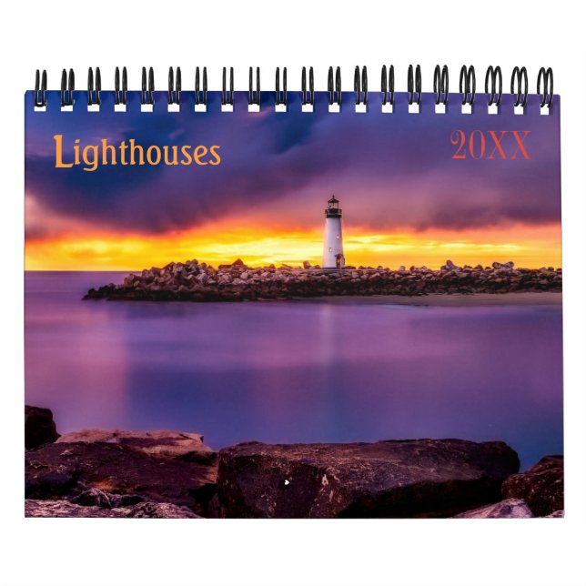 Custom Lighthouse Calendar|Editable Year Text Calendar (Cover)
