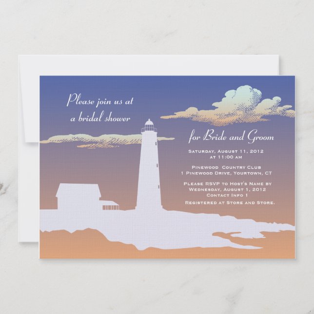 Custom lighthouse wedding/shower invitation (Front)