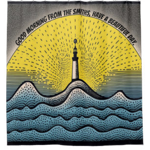 Custom lighthouse your own words personalized sea shower curtain