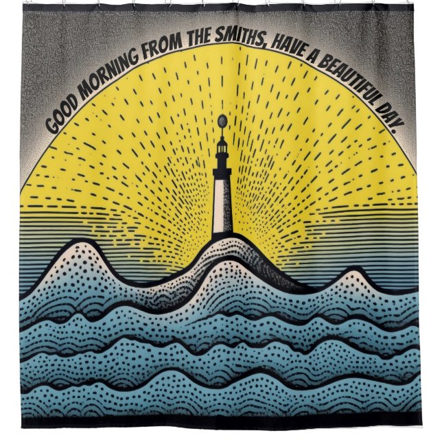Custom lighthouse your own words personalized sea  shower curtain (Front)