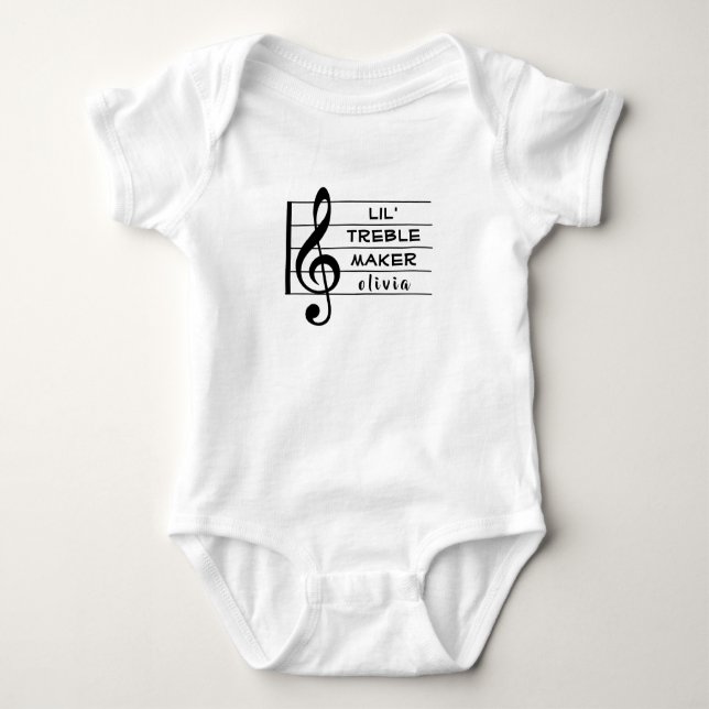 Custom Lil Treble Maker Music Design Baby Bodysuit (Front)