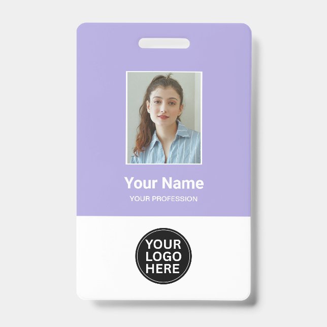Custom Lilac Employee Photo ID Logo Name Badge (Front)