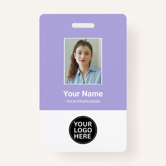 Custom Lilac Employee Photo ID Logo Name Badge ID Badge (Front)