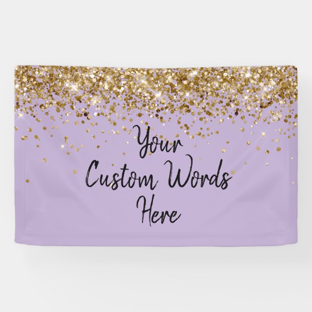 Custom Lilac Purple Gold Birthday Party Photo Prop Banner (Horizontal)