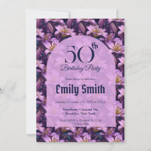 Custom Lilies Charm 50Th Birthday Invitation