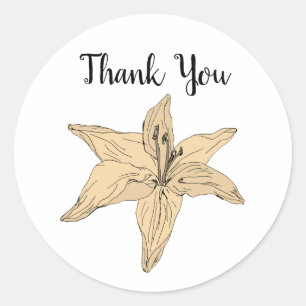 Custom Lily Flower Painting Thank You  Classic Round Sticker