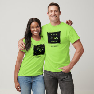 Custom Lime Green Business Name and Logo Branded T-Shirt