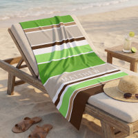Custom Lime Green Dark Brown Taupe White Stripes