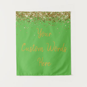 Custom Lime Green Gold Birthday Party Photo Booth Tapestry