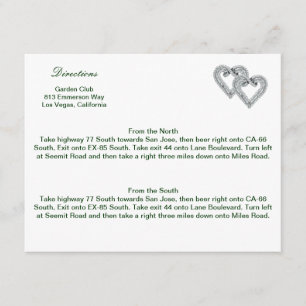 Custom Lime Hearts Direction Card