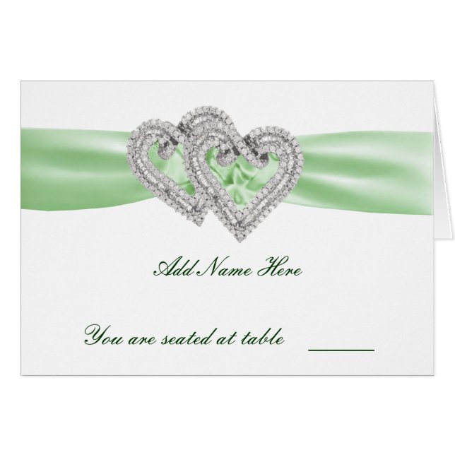 Custom Lime Hearts Place Card (Front Horizontal)