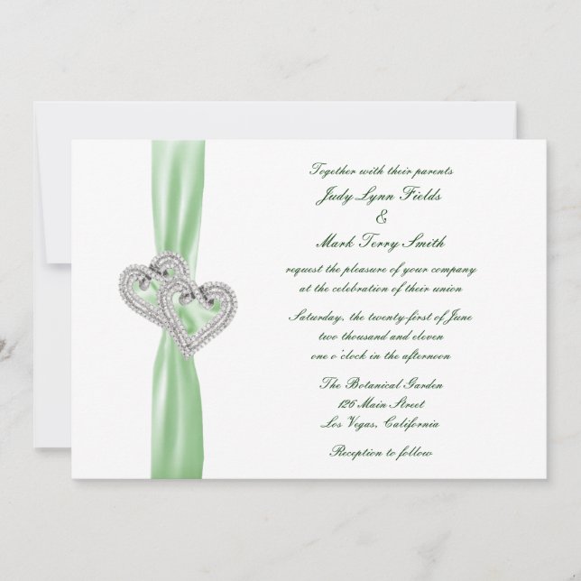 Custom Lime Hearts Wedding Invitation (Front)