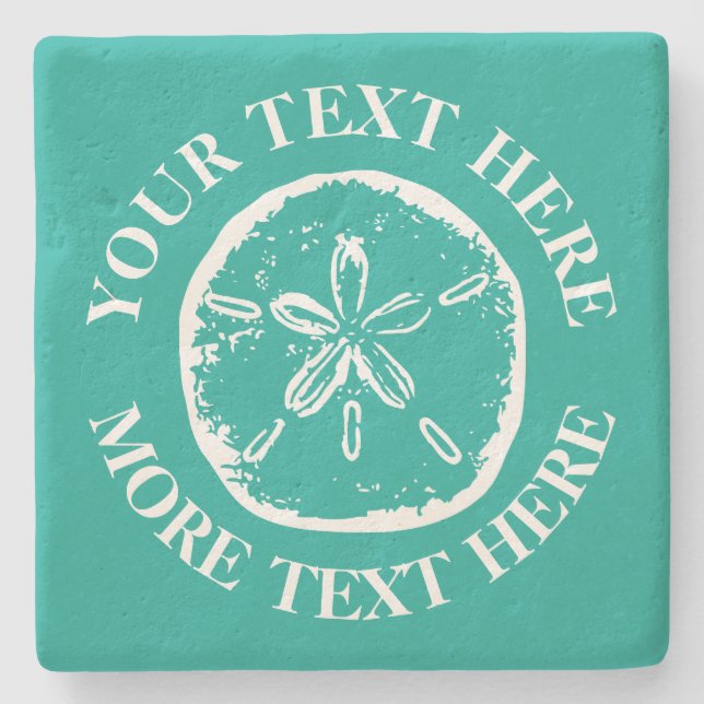 Custom limestone coasters with sand dollar shell (Front)