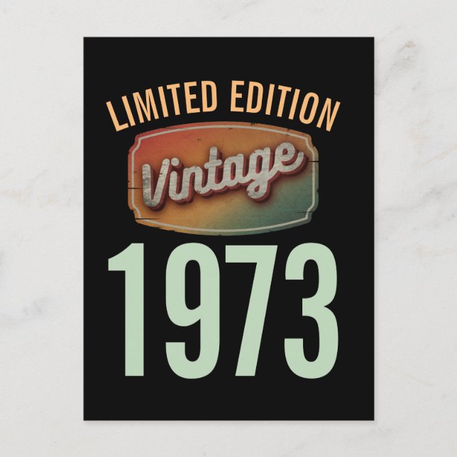 Custom Limited Edition 1973 Vintage Birthyear  Postcard (Front)