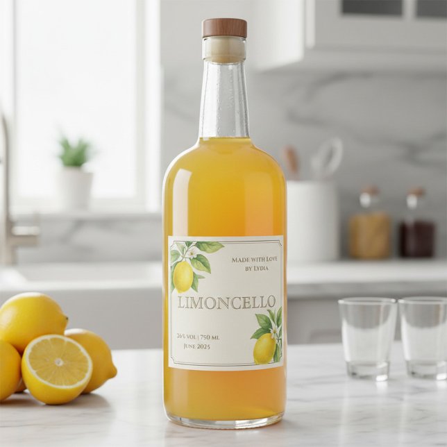 Custom Limoncello Label with Watercolor Lemons (Creator Uploaded)
