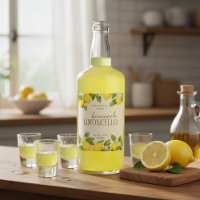 Custom Limoncello Label with Watercolor Lemons