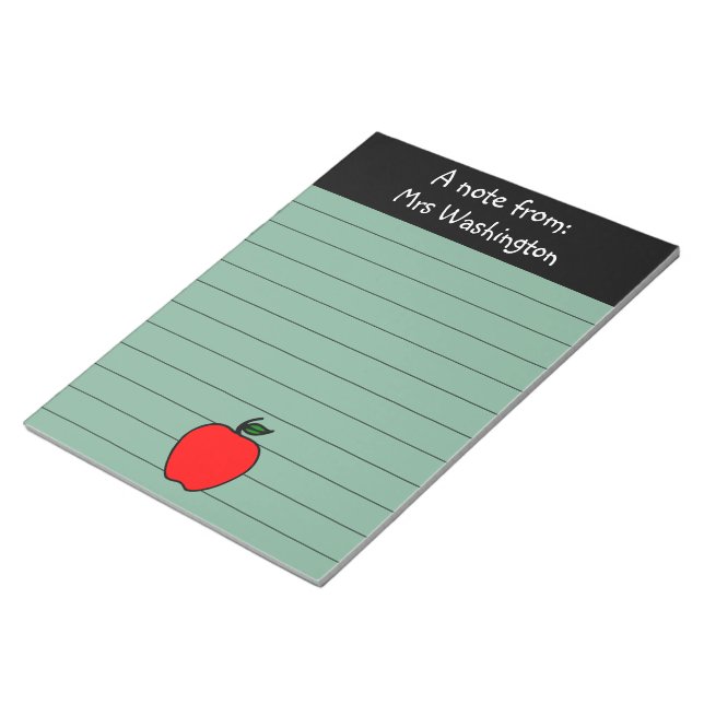 Custom Lined School Teacher's Apple Notepad Gift (Angled)