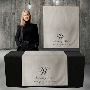 Custom Linen Business Table Runner Banner Script Tapestry