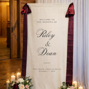 Custom Linen Wedding Sign, Fabric Wedding Sign