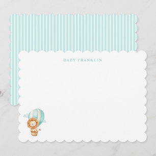 Custom Lion Ballon Boy Stationery Baby Shower Thank You Card