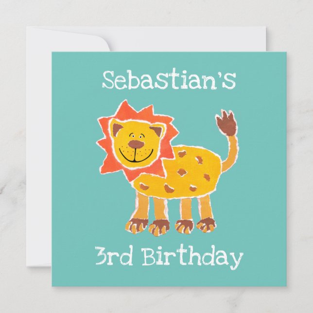 Custom Lion Collage Print Birthday Invitation (Front)