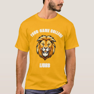 CUSTOM Lion Mascot | Yellow Gold - School College T-Shirt