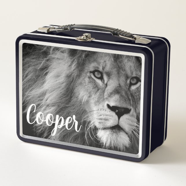 Custom Lion Personalise Name Photo Lunch Box (Front)
