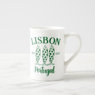 Custom Lisbon Portugal Est Text White Bone China Mug