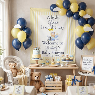 Custom Little Bear Baby Shower Backdrop Banner Tapestry