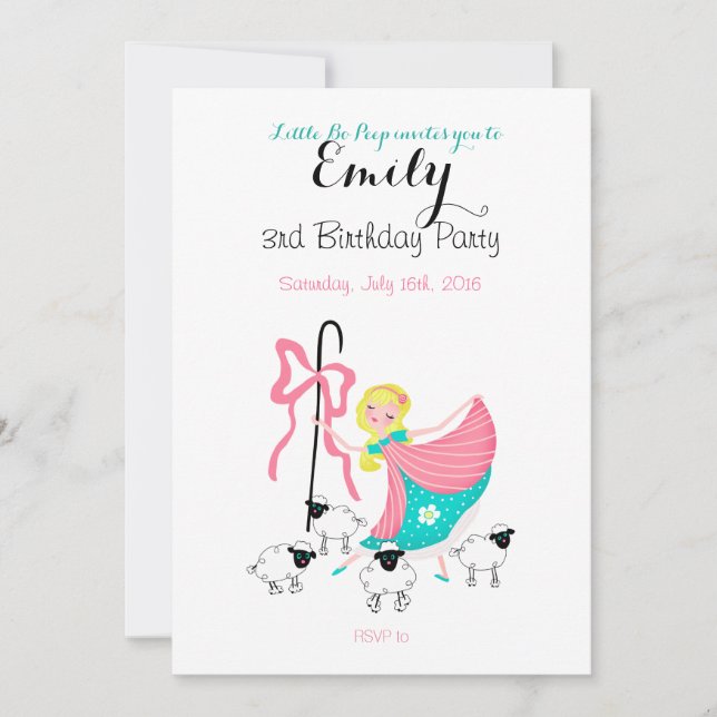 Custom Little Bo Peep invite (Front)