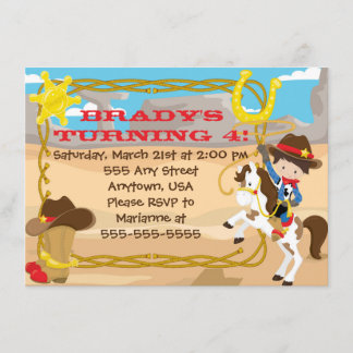 Custom Little Cowboy birthday invitation