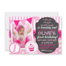 Custom Little cupcake 1st Birthday invitation