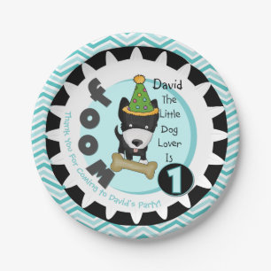 Custom Little Dog Lover 1st Birthday Paper Plates
