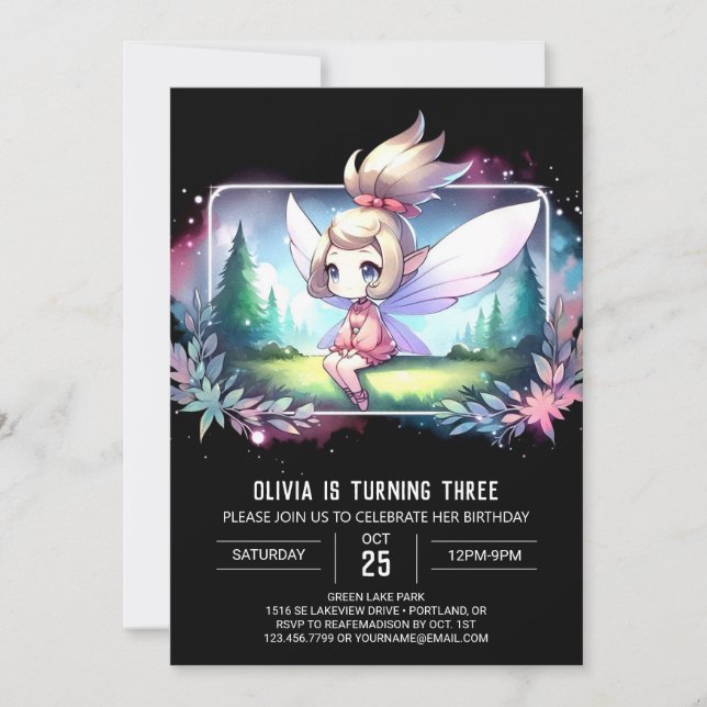 Custom Little Fairy Birthday Invitation (Front)