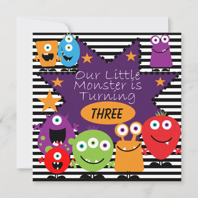 Custom Little Monster Birthday Invites (Front)