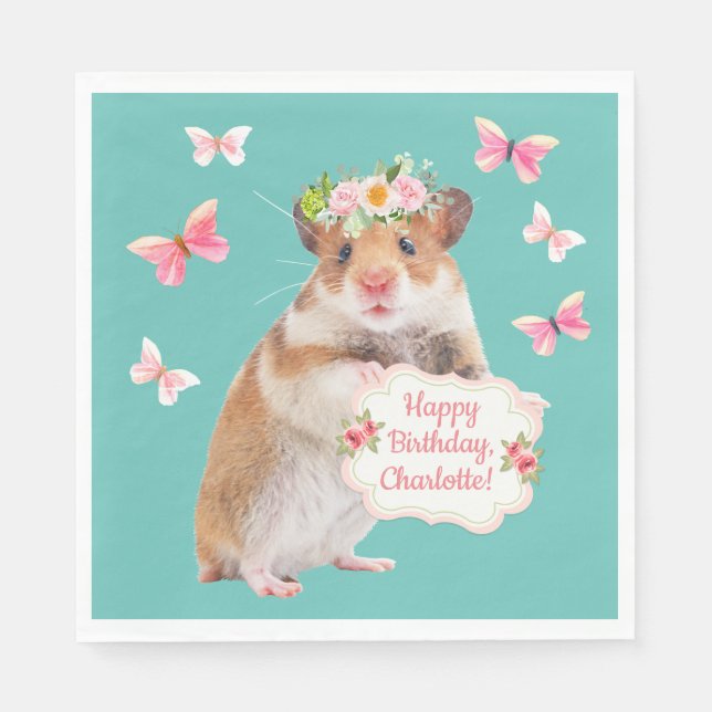 Custom Little Mouse/Hamster Birthday Napkin (Front)
