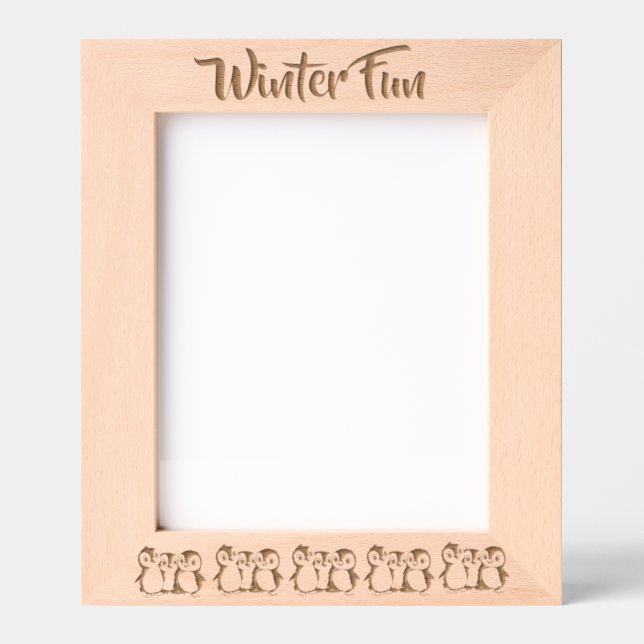 Custom Little Penguins, Winter, 8 x 10" Portrait Etched Frames (Front)