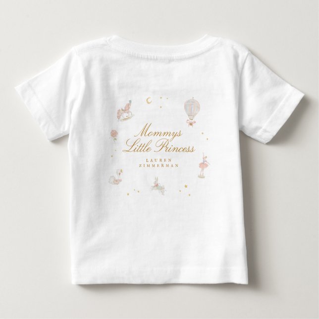 Custom Little Princess Cute Pink Girl Fairytale Baby T-Shirt (Back)
