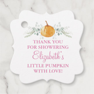 Custom Little Pumpkin Girl Baby Shower Favour Tags