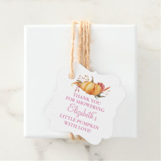 Custom Little Pumpkin Girl Baby Shower Favour Tags