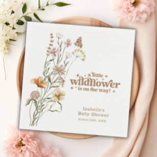 Custom Little Wildflower Girl Baby Shower Paper Napkin