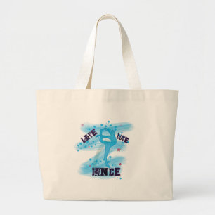 Custom Live Love Dance Blue Dancer Large Tote Bag