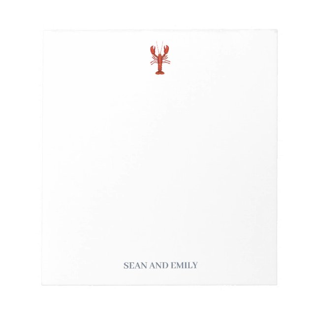 Custom Lobster Logo Nautical Stationary Notepad (Front)