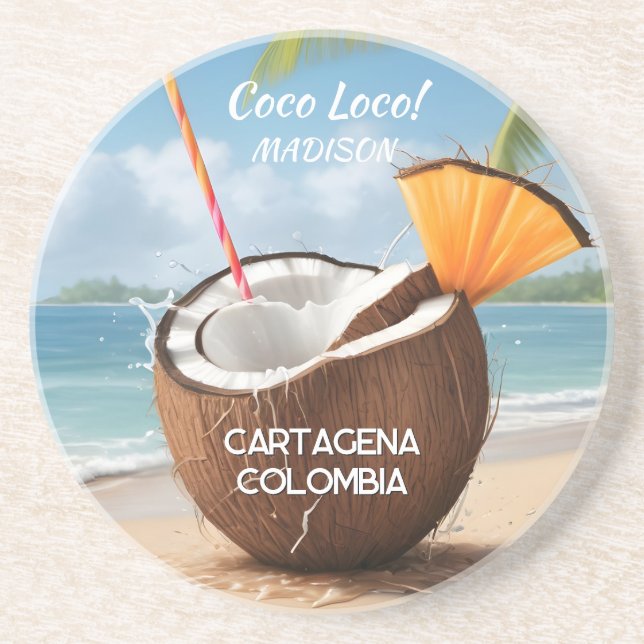 Custom Location Coco Loco Coaster (Front)